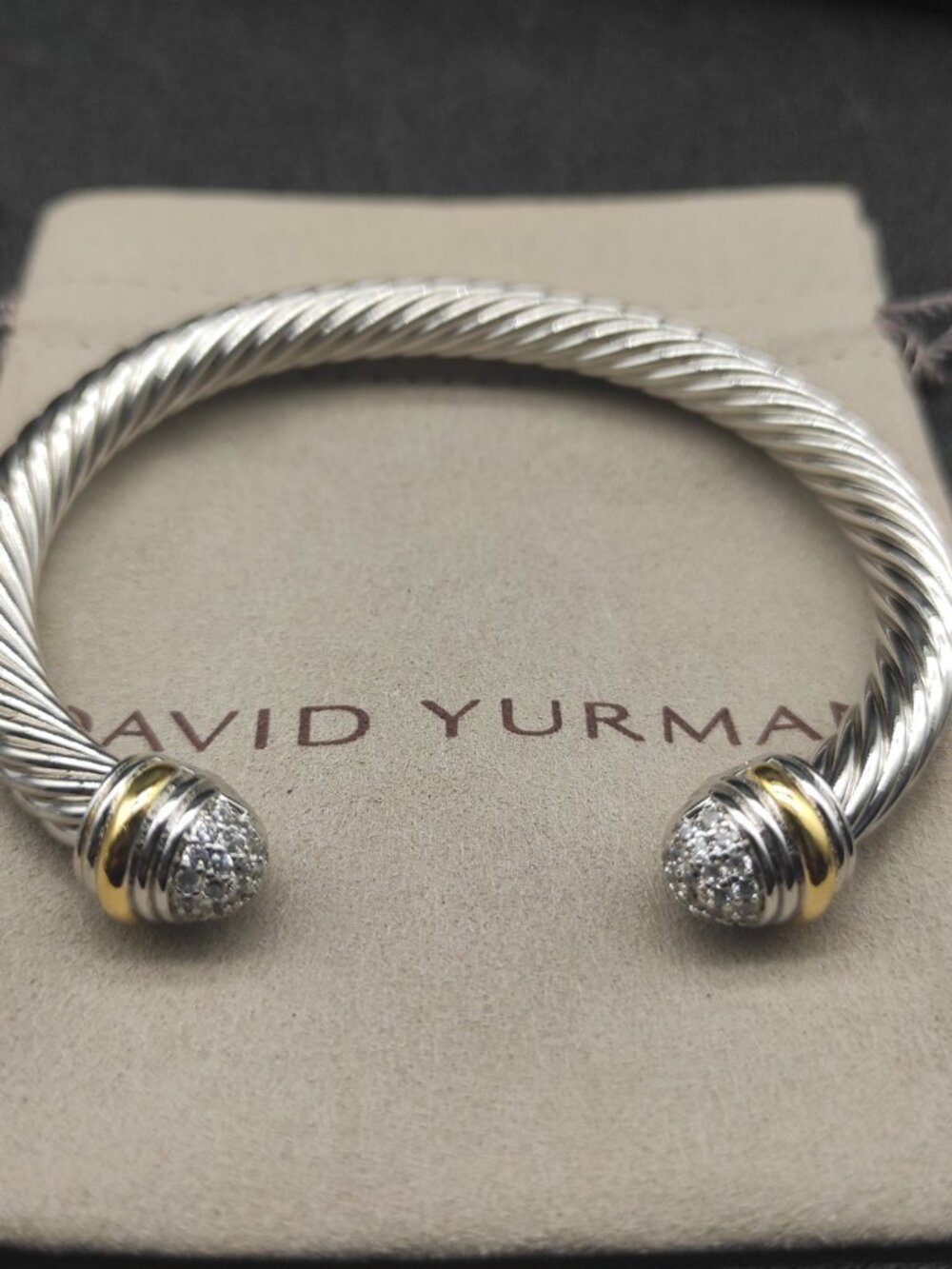 David Yurman 7mm half-diamond two-tone bracelet